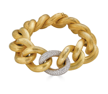 Piranesi Pavé Link Chain Bracelet in Yellow Gold