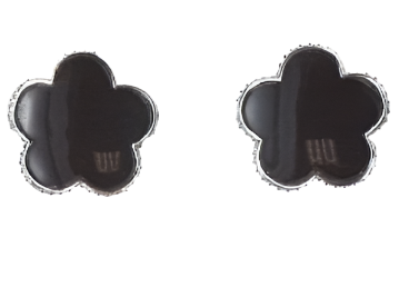 Piranesi Small Carved Black Onyx Flower Stud Earrings
