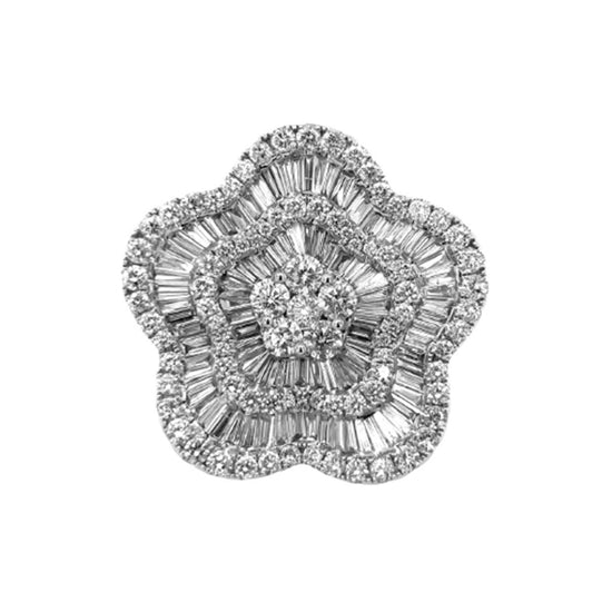Piranesi Round and Baguette Diamond Flower Ring