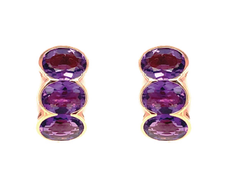 Oval Amethyst Earrings