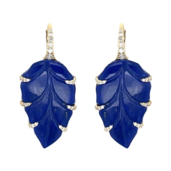 Piranesi Carved Lapis Lazuli Leaf Earrings