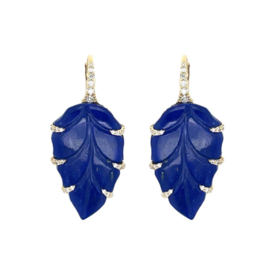 Piranesi Carved Lapis Lazuli Leaf Earrings