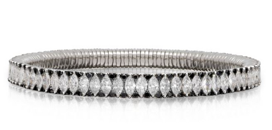 Roberto Demeglio Cashmere Marquise 2 Row White and Black Diamond Stretch Bracelet