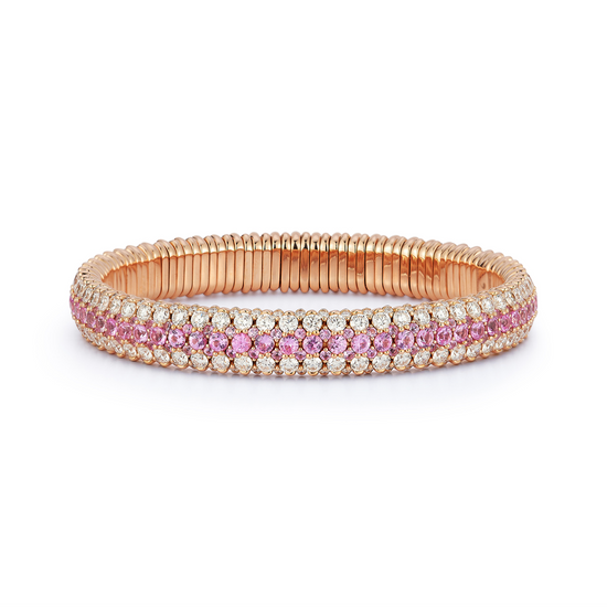 Roberto Demeglio Giotto 8 White Diamond and Pink Sapphire Stretch Bracelet