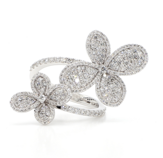 Four Petal Diamond Flower Ring