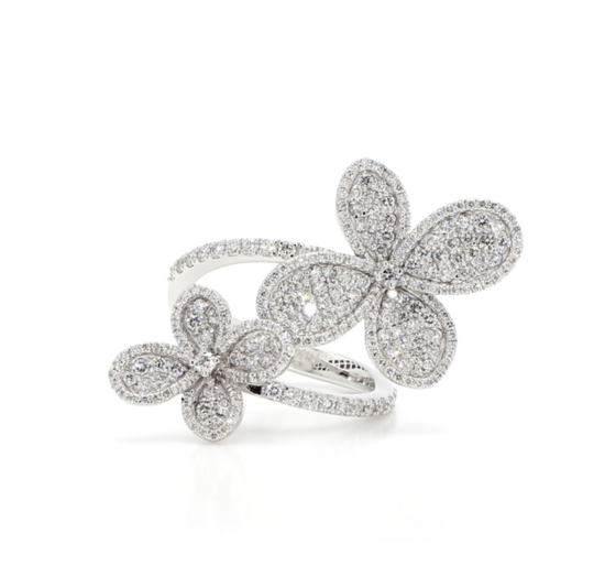 Four Petal Diamond Flower Ring