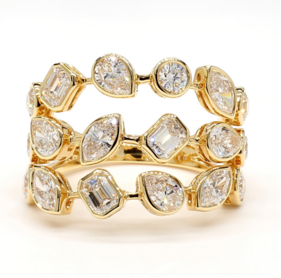 Multi-Shaped Three Band Diamond Ring