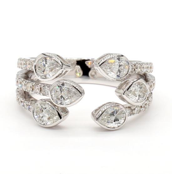 Pear Shaped Diamond Bypass Ring