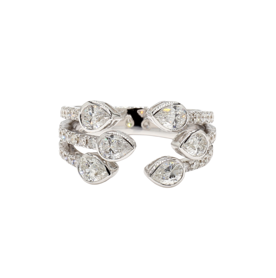 Pear Shaped Diamond Bypass Ring