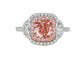 J Fine Cushion Cut Fancy Orangy Pink Diamond Ring