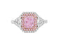J Fine Radiant Fancy Pink-Purple Three Stone Diamond Ring
