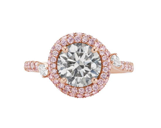 J Fine Faint Gray and Pink Diamond Ring