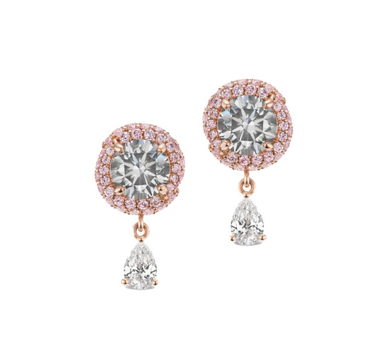 Fancy Gray and Argyle Pink Diamond Earrings