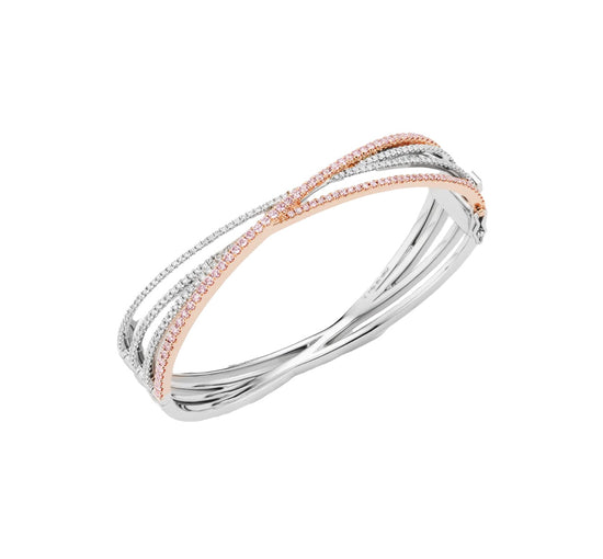 J Fine Crossover Pink and White Diamond Bracelet