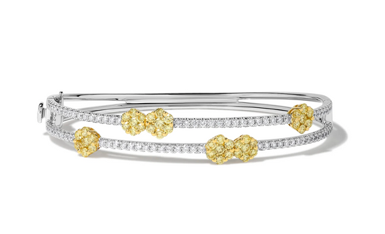 Fancy Yellow and White Diamond Cuff Bracelet