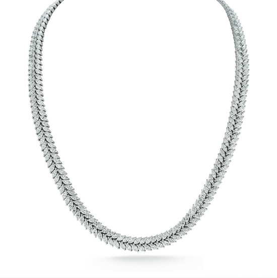 Marquise Diamond Flower Tennis Necklace