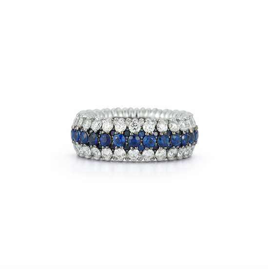 Roberto Demeglio Giotto 8 Diamond and Blue Sapphire Stretch Ring