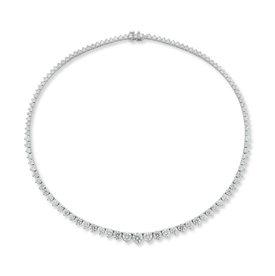 3 Prong Graduated Diamond Tennis Necklace