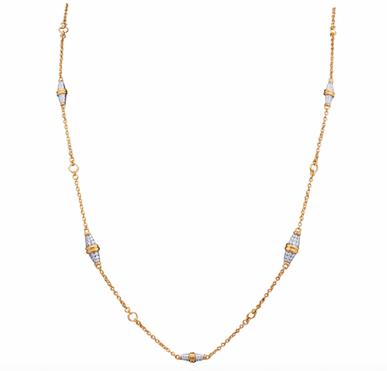 Picchiotti Elongated Yellow Gold Necklace with Diamond Sections