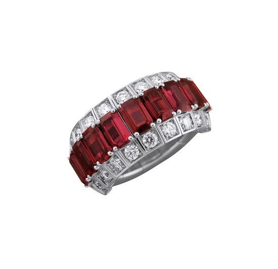 Picchiotti Xpandable 6.13CT Ruby and Diamond Half Way Ring