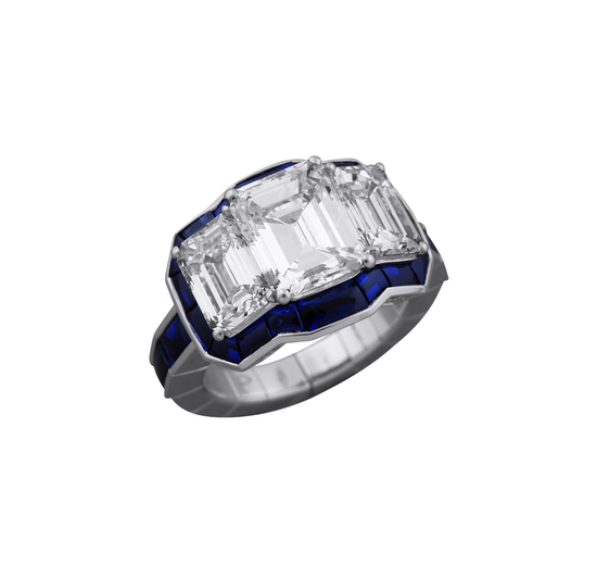 Picchiotti Xpandable Three Stone Ring with Sapphire Halo