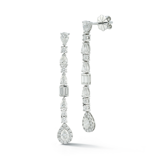 Multi-Diamond Drop Stud Earrings