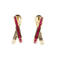 Criss-Cross Diamond and Ruby Hoop Earrings