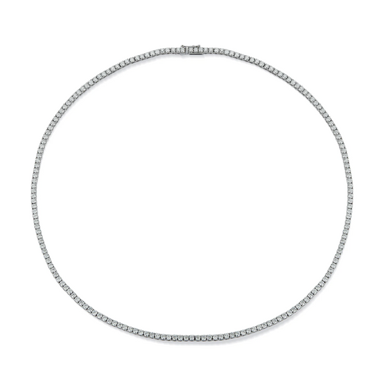 12CT Small Same Size Diamond Tennis Necklace
