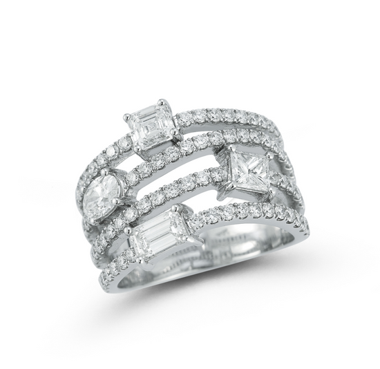 4 Row Multi Diamond Ring