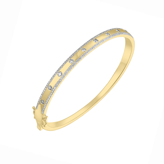 0.97CT Diamond Bezel Set Bangle Bracelet