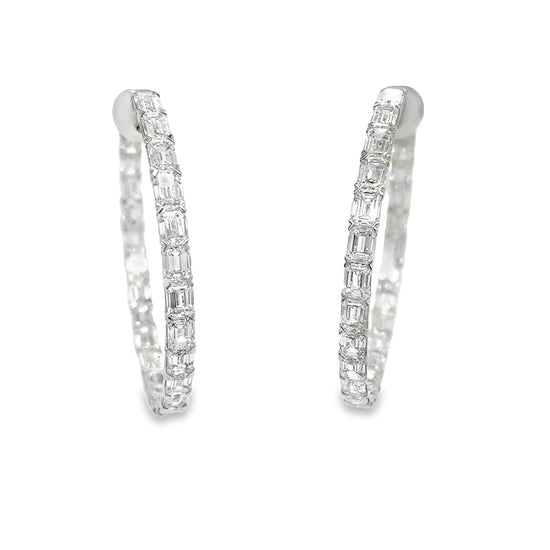 Etho Maria Emerald Cut Diamond Hoop Earrings
