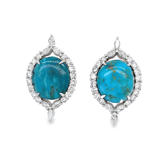 Royston Turquoise and Diamond Earrings