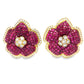 Vintage Ruby and Diamond Flower Stud Earrings