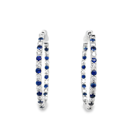 Sapphire and Diamond Hoop Earrings