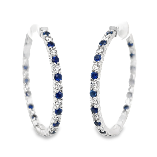 Sapphire and Diamond Hoop Earrings