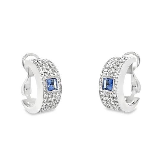 Chopard Square Diamond and Sapphire Earrings