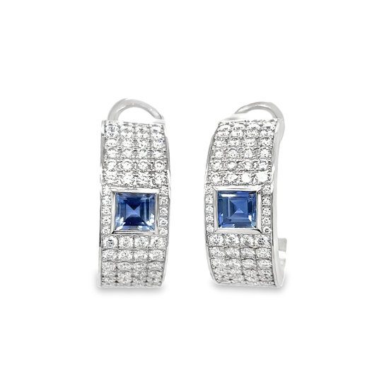 Chopard Square Diamond and Sapphire Earrings