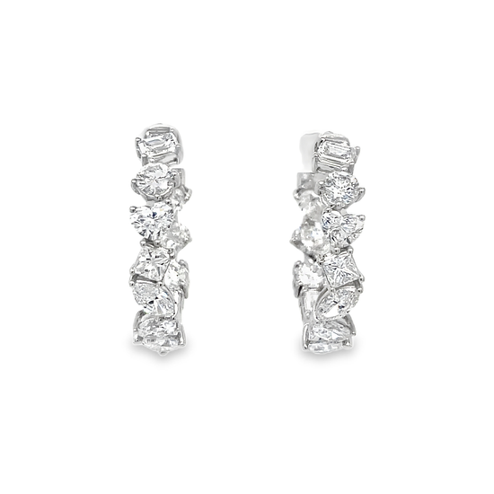 Multi-Shaped Diamod Hoop Earrings