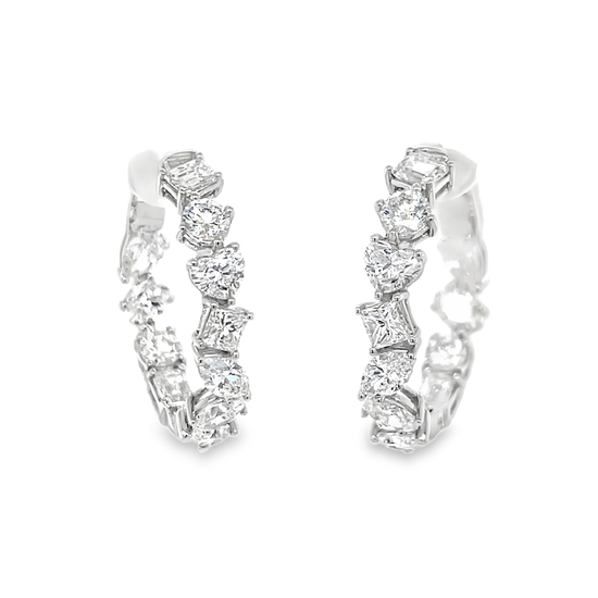 Multi-Shaped Diamod Hoop Earrings