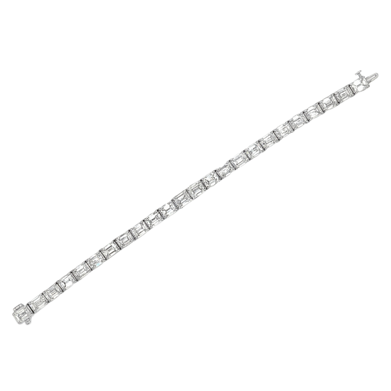 Emerald Cut Diamond East West Diamond Tennis Bracelet