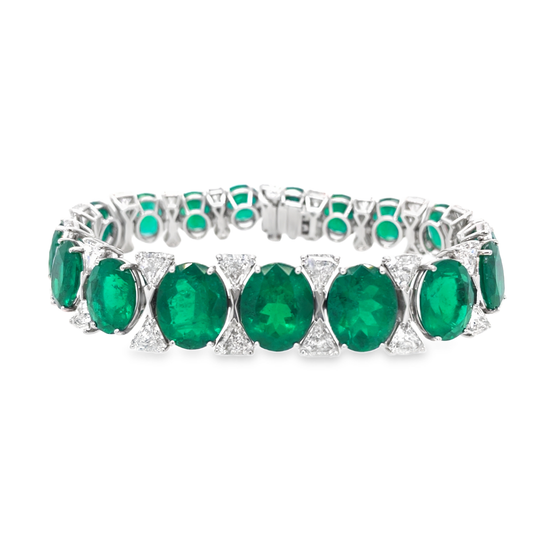 47CT Oval Cut Emerald Bracelet