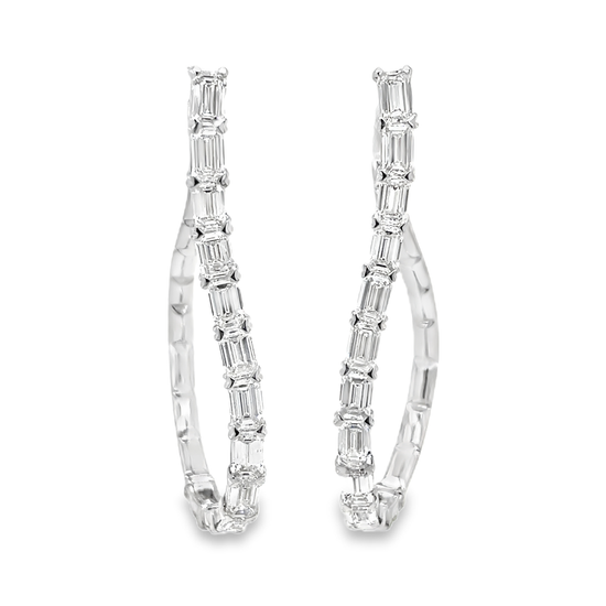 Etho Maria Emerald Cut Diamond Hoop Earrings