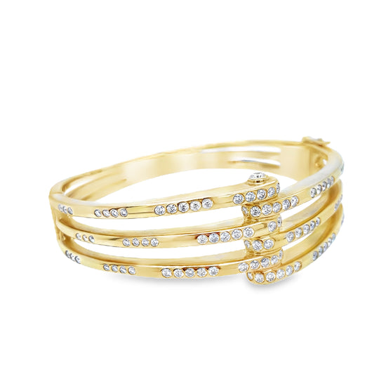 Charles Krypell Diamond and Yellow Gold Cuff