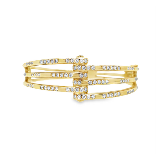 Charles Krypell Diamond and Yellow Gold Cuff