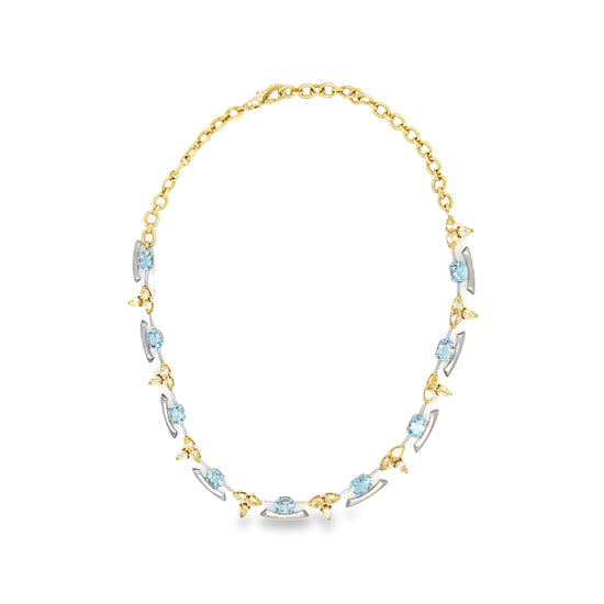 Etho Maria Yellow Diamond and Aquamarine Necklace