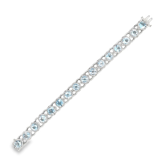 Charles Krypell Cushion Cut Aquamarine and Diamond Link Bracelet