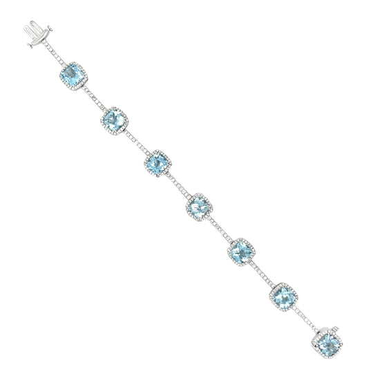 Charles Krypell Cushion Cut Aquamarine and Diamond Bracelet