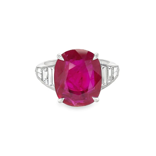 Cushion Cut Ruby and Diamond Ring