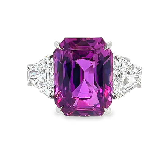 13CT Emerald Cut Pink Sapphire Ring