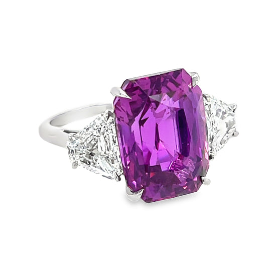 13CT Emerald Cut Pink Sapphire Ring